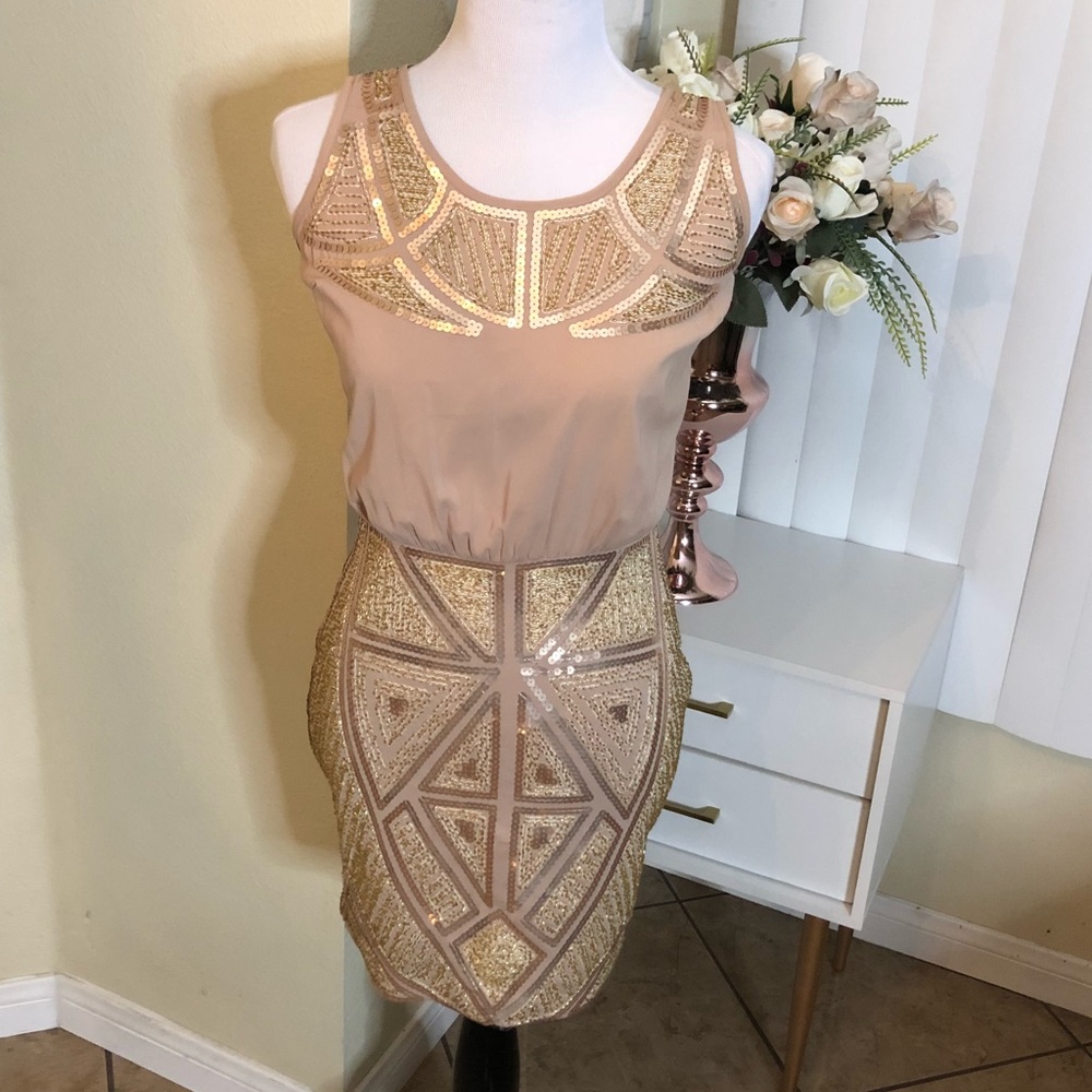 Bebe Ivory Sequen dress